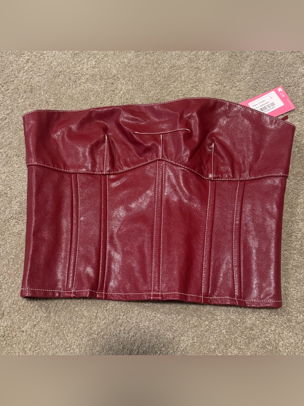 Edikted Wine Red Faux Leather Corset Too